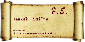Haskó Sára névjegykártya